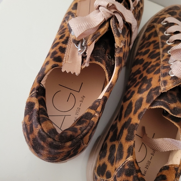 AGL Meghan Leopard Print Leather Platform Sneakers - Picture 7 of 13